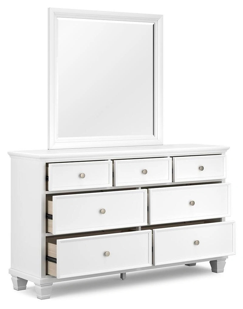 Ashley Furniture Fortman bedroom set with bed, dresser, mirror, and nightstand in rustic brown finish