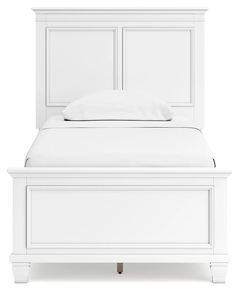 Ashley Furniture Fortman bedroom set with bed, dresser, mirror, and nightstand in warm wood finish