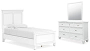 Ashley Furniture Fortman bedroom set with coordinated bed, dresser, and nightstand in a warm wood finish