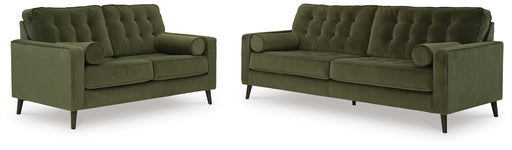 Ashley Furniture Reveon Lakes living room set with sofa and loveseat in a modern design, shown in a cozy living room setting.