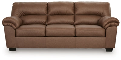 Ashley Furniture WillowBend sofa with plush cushions and wooden legs, shown from a front head-on view.