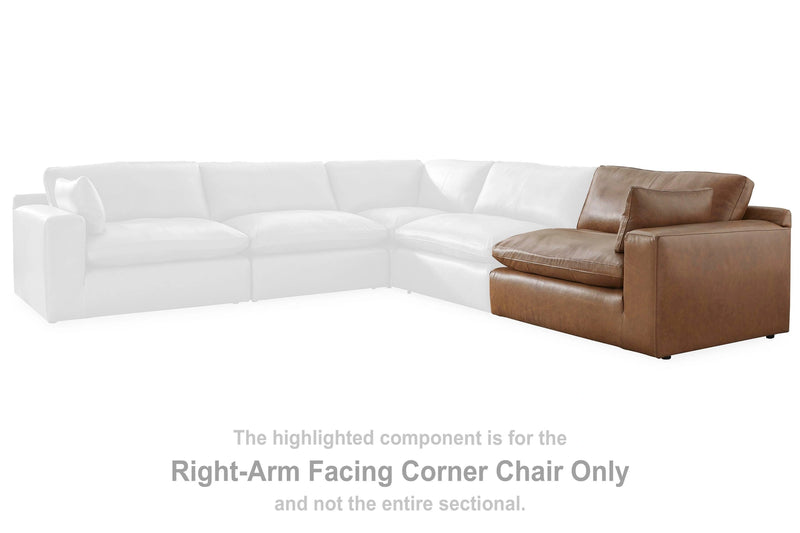 Ashley Furniture Emilia sectional sofa in neutral upholstery with chaise lounge and plush cushions