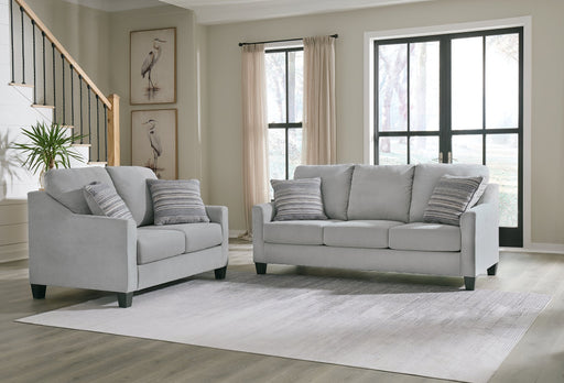 Ashley Furniture Adlai living room set with sofa, loveseat, and armchair in neutral upholstery, modern design for comfortable seating.