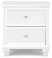 Ashley Furniture Fortman bedroom set with coordinated bed frame, nightstand, dresser, and mirror