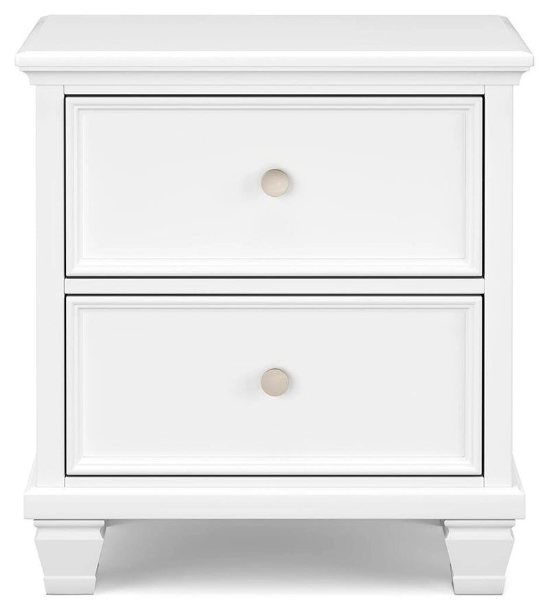 Ashley Furniture Fortman bedroom set with coordinated bed frame, nightstand, dresser, and mirror