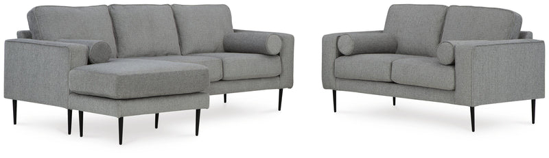Ashley Furniture Hazela living room set with sofa and armchair in modern fabric, stylish and comfortable for contemporary home decor.