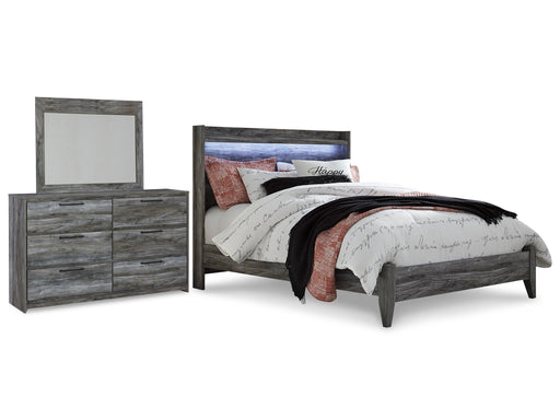 Baystorm youth bedroom set by Ashley Furniture with bed, dresser, mirror, and nightstand in rustic gray finish