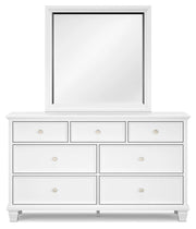 Ashley Furniture Fortman bedroom set with bed, dresser, mirror, and nightstand in dark wood finish