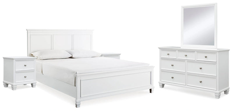 Ashley Furniture Fortman bedroom set with bed, dresser, mirror, and nightstand in rustic brown finish