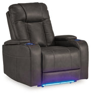Ashley Furniture Feazada Power Recliner with plush upholstery, visible armrests, and a closed reclining mechanism in a modern living room setting.