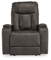 Ashley Furniture Feazada Power Recliner with plush fabric and padded armrests, shown from the front in a head-on view.