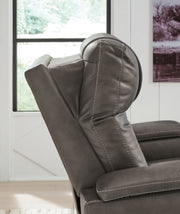 Ashley Furniture Feazada Power Recliner with plush cushioning and a modern design, shown in a close-up view of the recline mechanism.
