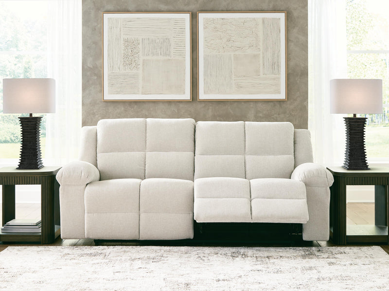 Ashley Furniture Orlen Reclining Sofa in a spacious open view, showcasing plush cushions and reclining features.