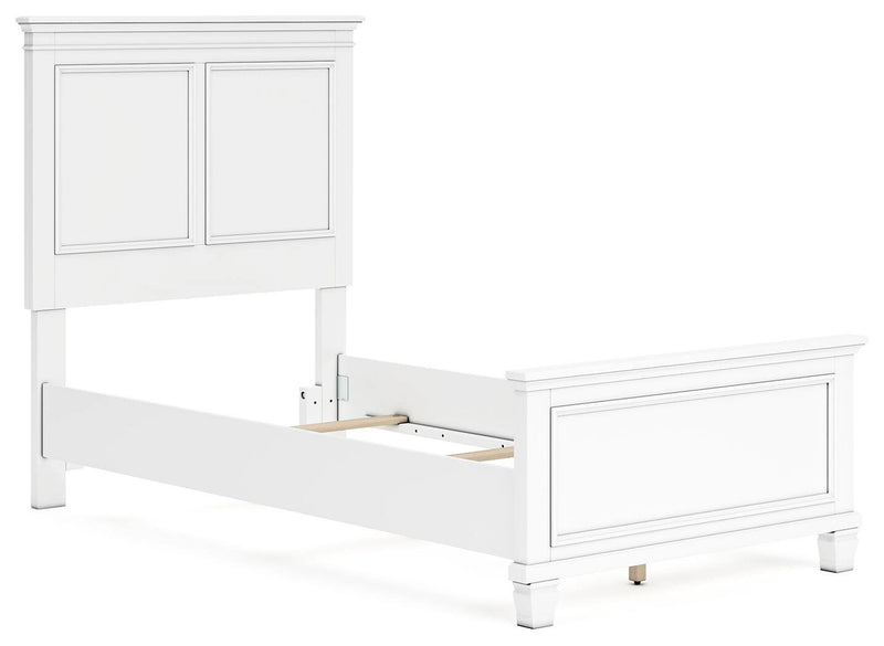 Ashley Furniture Fortman bedroom set with wood bed, dresser, mirror, and matching nightstand