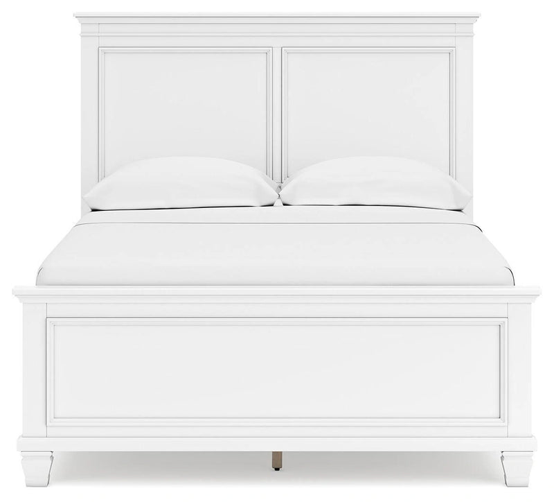 Ashley Furniture Fortman bedroom set with bed, dresser, mirror, and nightstand in dark wood finish