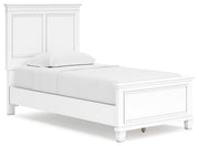 Ashley Furniture Fortman bedroom set with dresser, nightstand, mirror, and bed in a dark wood finish