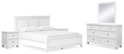 Ashley Furniture Fortman bedroom set with wood bed, nightstand, dresser, and mirror in rustic finish