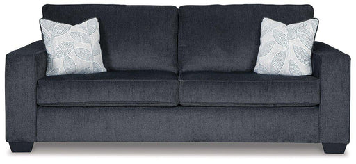 Ashley Furniture Altari sofa with plush beige upholstery and modern design, featuring wide armrests and comfortable cushions.