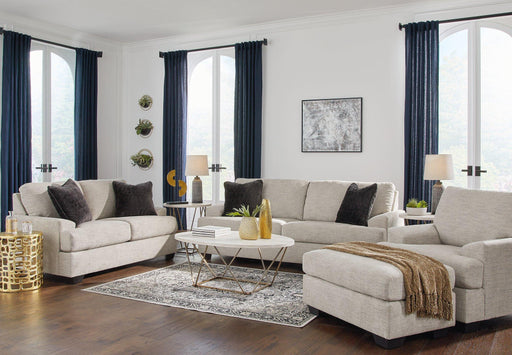 Ashley Furniture Vayda living room set with sofa and loveseat in a contemporary design, shown in a well-lit living space.