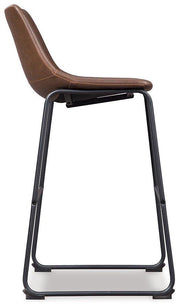 Ashley Furniture Centiar pub height bar stool with wooden seat and metal frame, ideal for bar or counter seating.