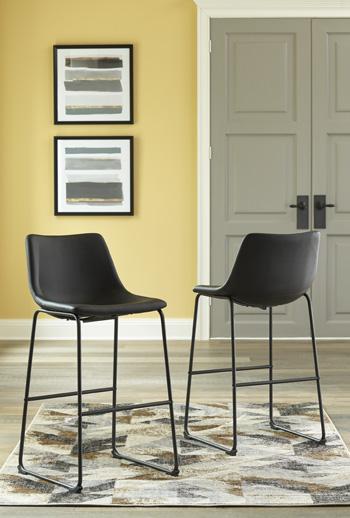 Ashley Furniture Centiar pub height bar stool with wood frame and cushioned seat, ideal for modern kitchen or bar area.