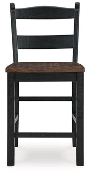 Ashley Furniture Valebeck counter height barstool with wooden seat and metal frame, showcasing a modern, stylish design.