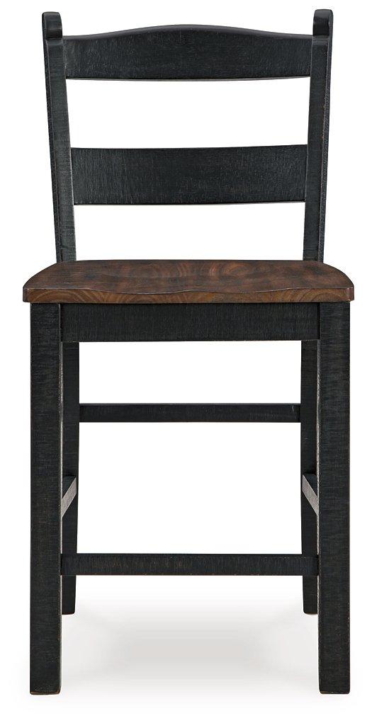 Ashley Furniture Valebeck counter height barstool with wooden seat and metal frame, showcasing a modern, stylish design.