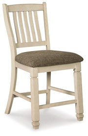 Ashley Furniture Bolanburg counter height bar stool with wooden frame and cushioned seat, ideal for kitchen or bar area.