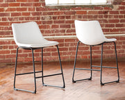 Counter height Ashley Furniture Centiar bar stool with wooden legs and upholstered seat, showcasing a modern design.