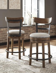 Ashley Furniture Valebeck counter height bar stool with wooden legs and upholstered seat, perfect for kitchen or bar area.