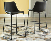 Ashley Furniture Centiar pub height bar stool with wooden legs and cushioned seat, ideal for modern pub-style dining areas