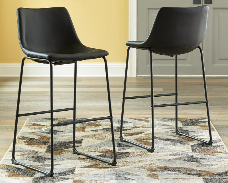 Ashley Furniture Centiar pub height bar stool with wooden legs and cushioned seat, ideal for modern pub-style dining areas