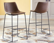 Ashley Furniture Centiar pub height bar stool with wooden legs and cushioned seat, ideal for modern home bar or kitchen island.