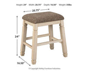 Ashley Furniture Bolanburg counter height bar stool with wooden legs and cushioned seat, ideal for kitchen or bar area.