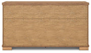 Ashley Furniture Havonplane dining server with storage drawers and cabinet doors, featuring a classic wooden finish.
