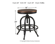Ashley Furniture Valebeck counter height bar stool with wooden legs and upholstered seat, ideal for kitchen or bar area.