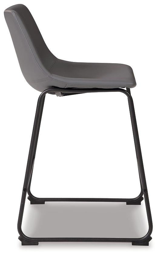 Ashley Furniture Centiar counter height bar stool with wooden legs and upholstered seat, designed for modern kitchen or bar area.