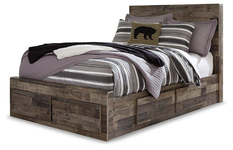 Ashley Furniture Derekson Youth Bed with six spacious storage drawers, featuring a sturdy wooden frame and a modern design.