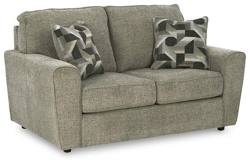 Ashley Furniture Cascilla loveseat with plush fabric upholstery and cushioned armrests, perfect for cozy living room seating.