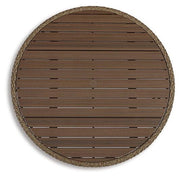 Outdoor dining table by Ashley Furniture featuring a sturdy wooden design, perfect for outdoor patio gatherings.