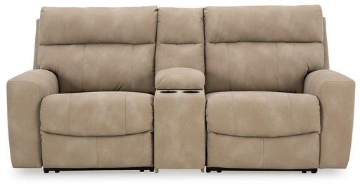 Ashley Furniture Next-Gen DuraPella Power Reclining Sectional Loveseat with built-in console, featuring plush cushions and modern design.