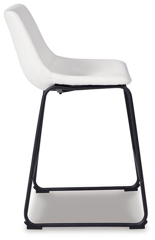 Ashley Furniture Centiar counter height bar stool with wooden legs and a cushioned seat, perfect for kitchen or bar area.