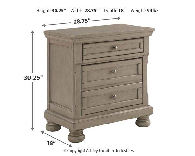 Ashley Furniture Lettner nightstand with a modern wooden design, featuring a drawer and open shelf for bedroom storage.