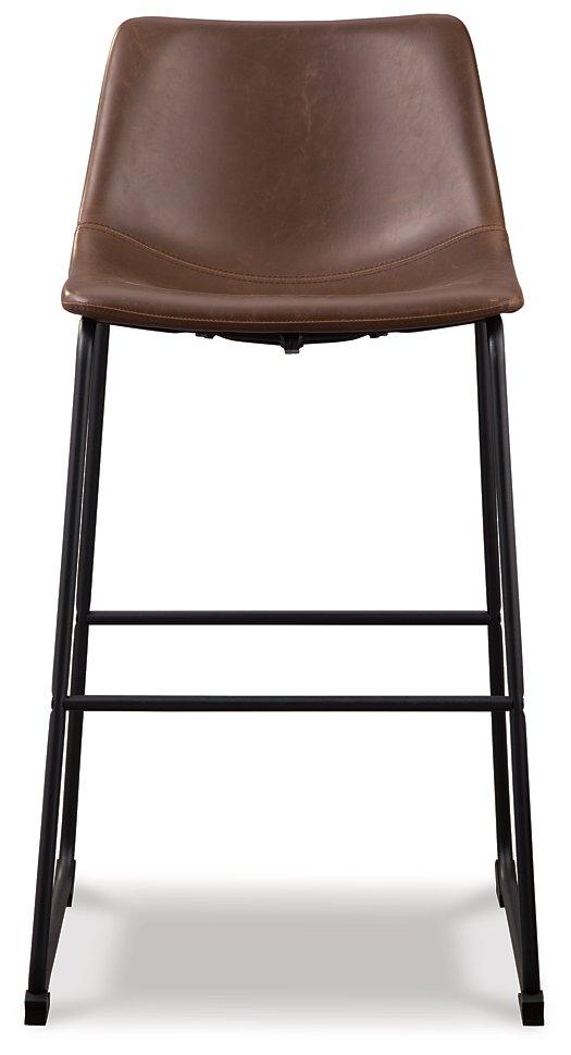 Ashley Furniture Centiar pub height bar stool with a modern design and wooden legs, suitable for kitchen or bar area.