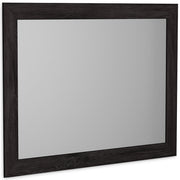 Ashley Furniture Belachime bedroom mirror with a sleek, modern design featuring a rectangular glass surface and wooden frame.