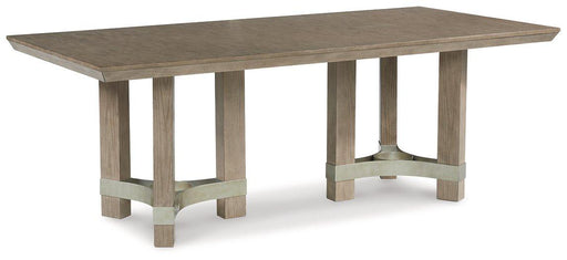 Ashley Furniture Chrestner dining table with a wooden top and sturdy legs, ideal for modern dining room settings.