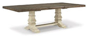 Ashley Furniture Bolanburg dining room set featuring a wooden table and matching chairs in a modern dining space.