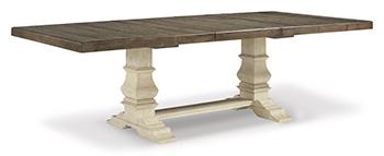 Ashley Furniture Bolanburg dining room set featuring a wooden table and matching chairs in a modern dining space.