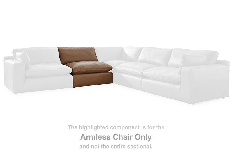 Comfortable Emilia Sectional by Ashley Furniture with plush cushions and modern design, shown in a cozy living room setting.