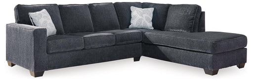 Ashley Furniture Altari Sleeper Sectional with Chaise showcasing plush fabric, modern design, and attached chaise lounge.